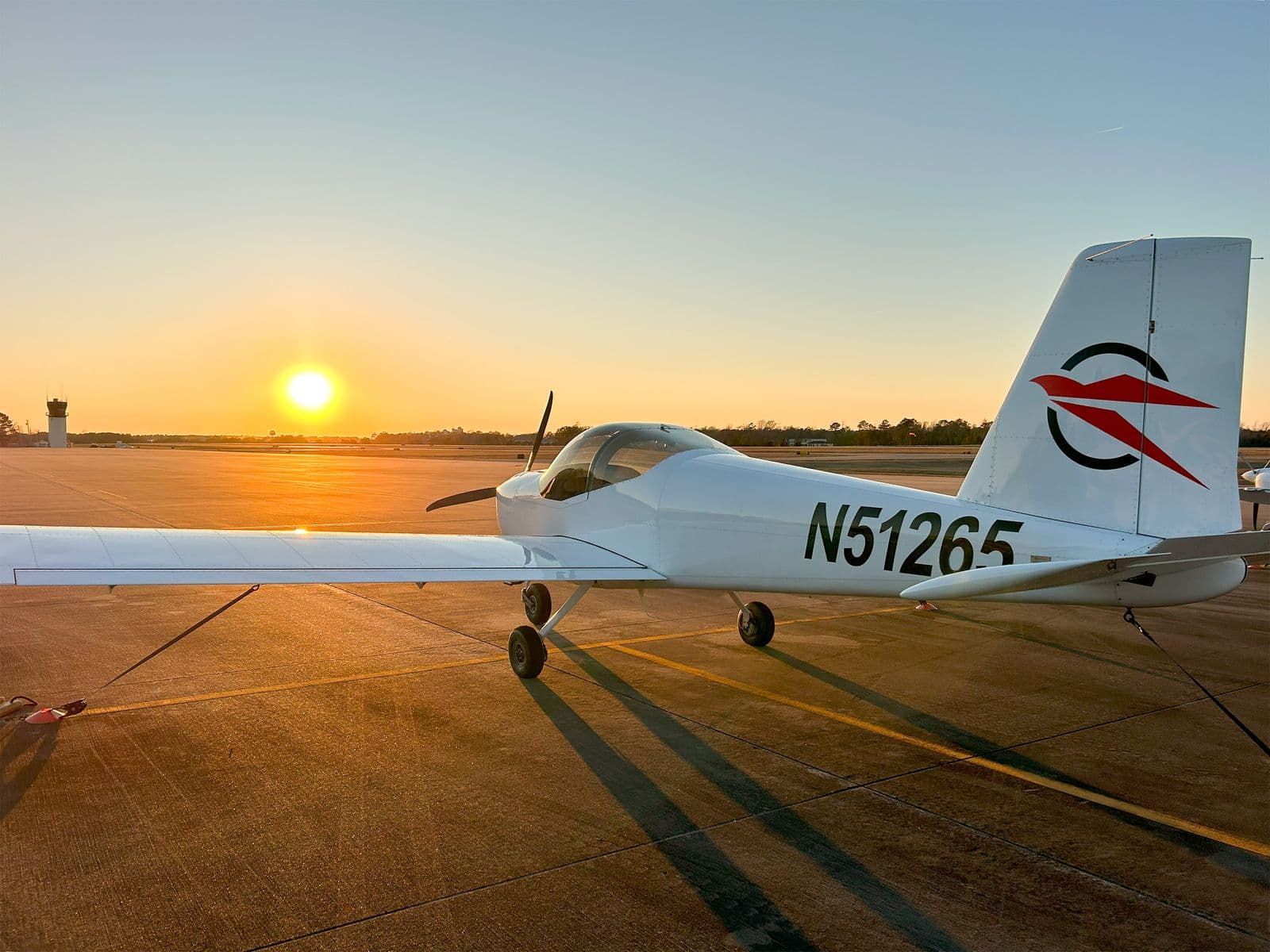 Falcon RV-12iS N51265 at Grand Strand Airport at sunset